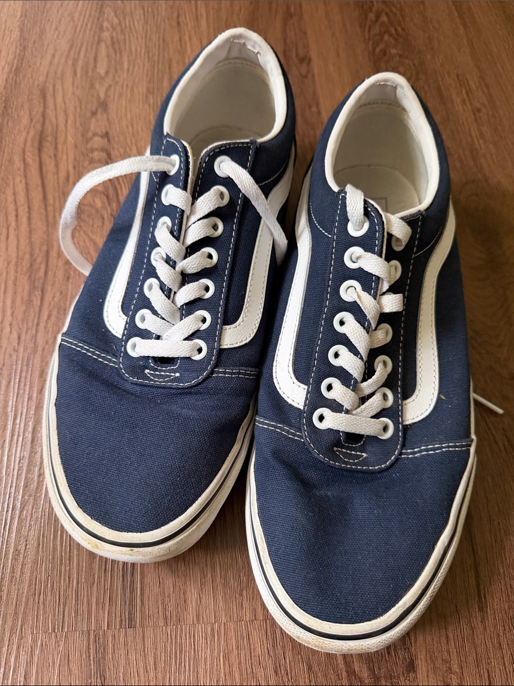 Vans Navy Canvas Low-Top Sneakers with White Side Stripe